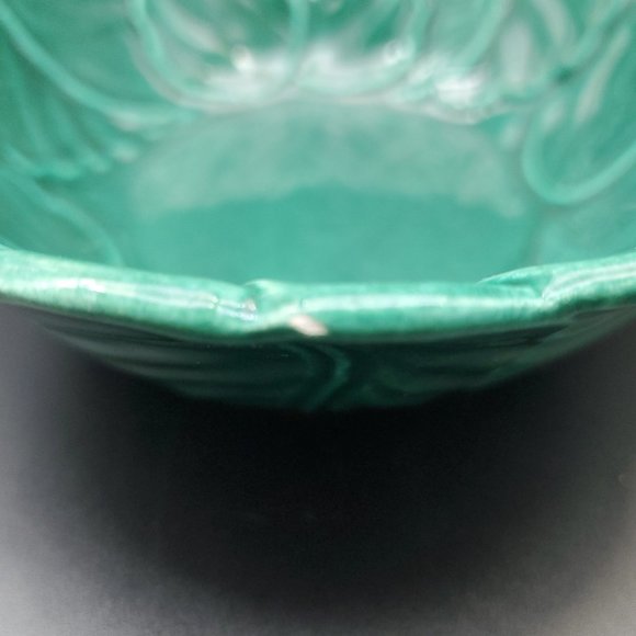 Retro California Pottery No 333 B Lime & Dark Green Leaf Design (No Lazy Susan) - Picture 2 of 10
